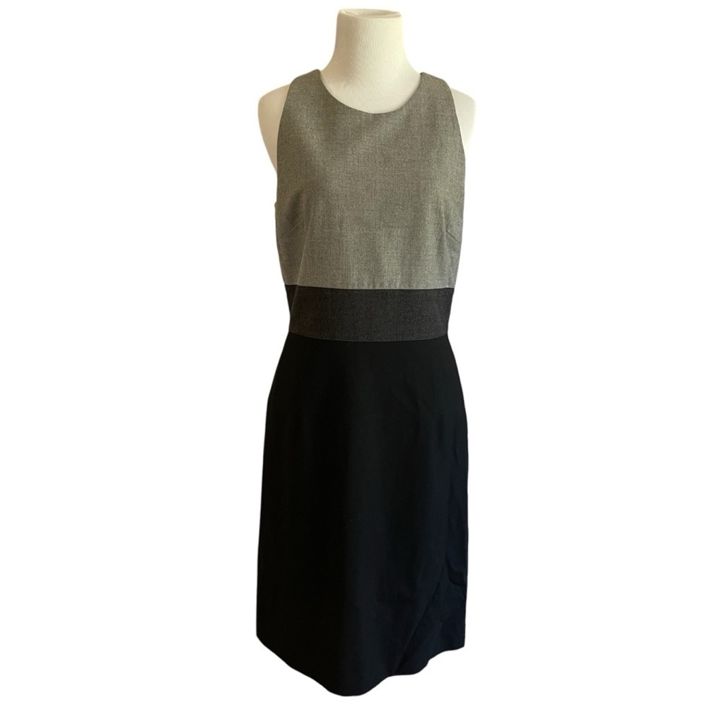 Pink Tartan Colorblock Sheath Dress Wool Blend